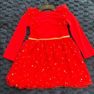 Cat & Jack Red Long-Sleeve Star Tulle Dress